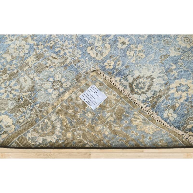Hand Knotted LoomBloom Blue Turkish Oushak Wool Transitional Rug - 8' 2'' x 10'