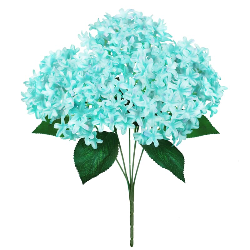 Set of 2 Tiffany Blue Artificial Star Hydrangea Flower Stem Bush