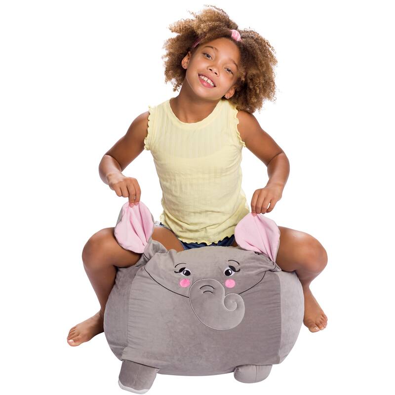 Stuffed Animal Storage Bean Bag Chair Cover only for Kids, Toy Holder