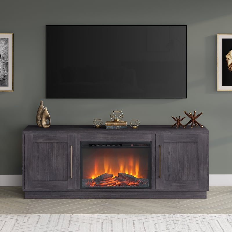 Tillman Rectangular TV Stand with Log Fireplace for TV's up to 75"