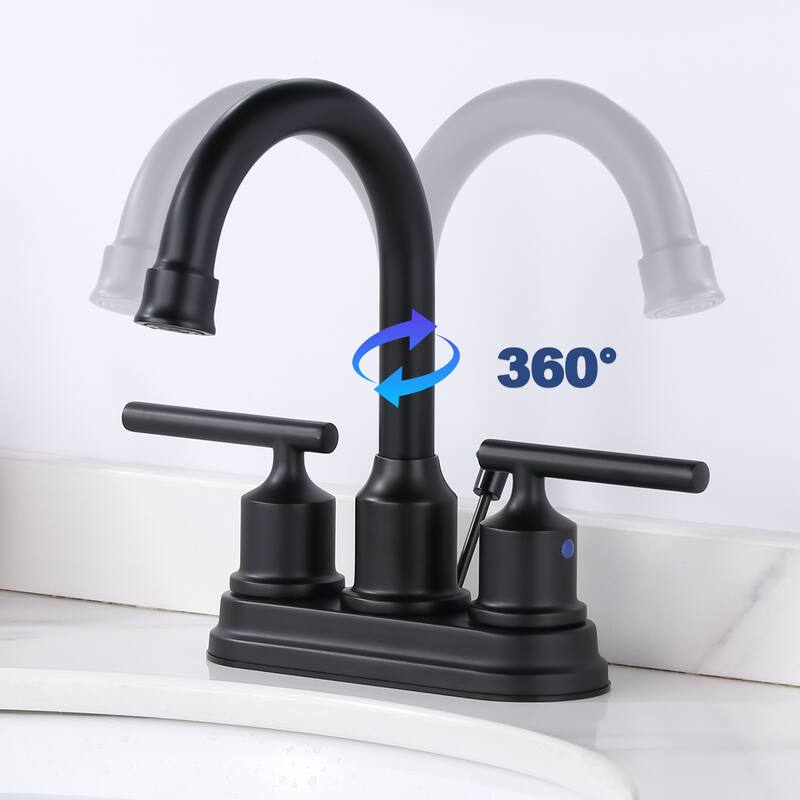 WOWOW 4 in. Centerset Double Handle Bathroom Faucet with Drain Kit Included