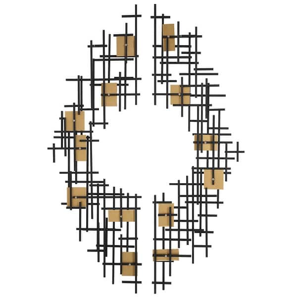 slide 2 of 6, Uttermost Reflection Metal Grid Wall Decors (Set of 2) - 57.5 x 18.75 x 2.38