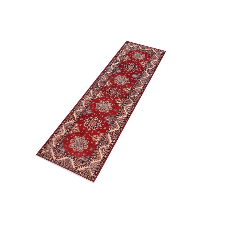 Bohemian Kazak Madison Red/Beige Wool Runner - 2'7'' x 9'6''