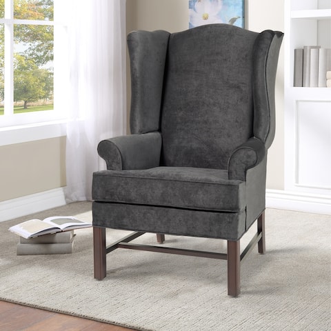 Treviso Wingback Cherry Wood and Microfiber Accent Chairs by Greyson Living