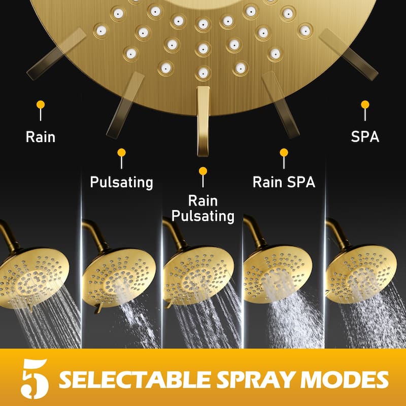 WOWOW Single Handle 5-Spray Round Shower Faucet with Valve