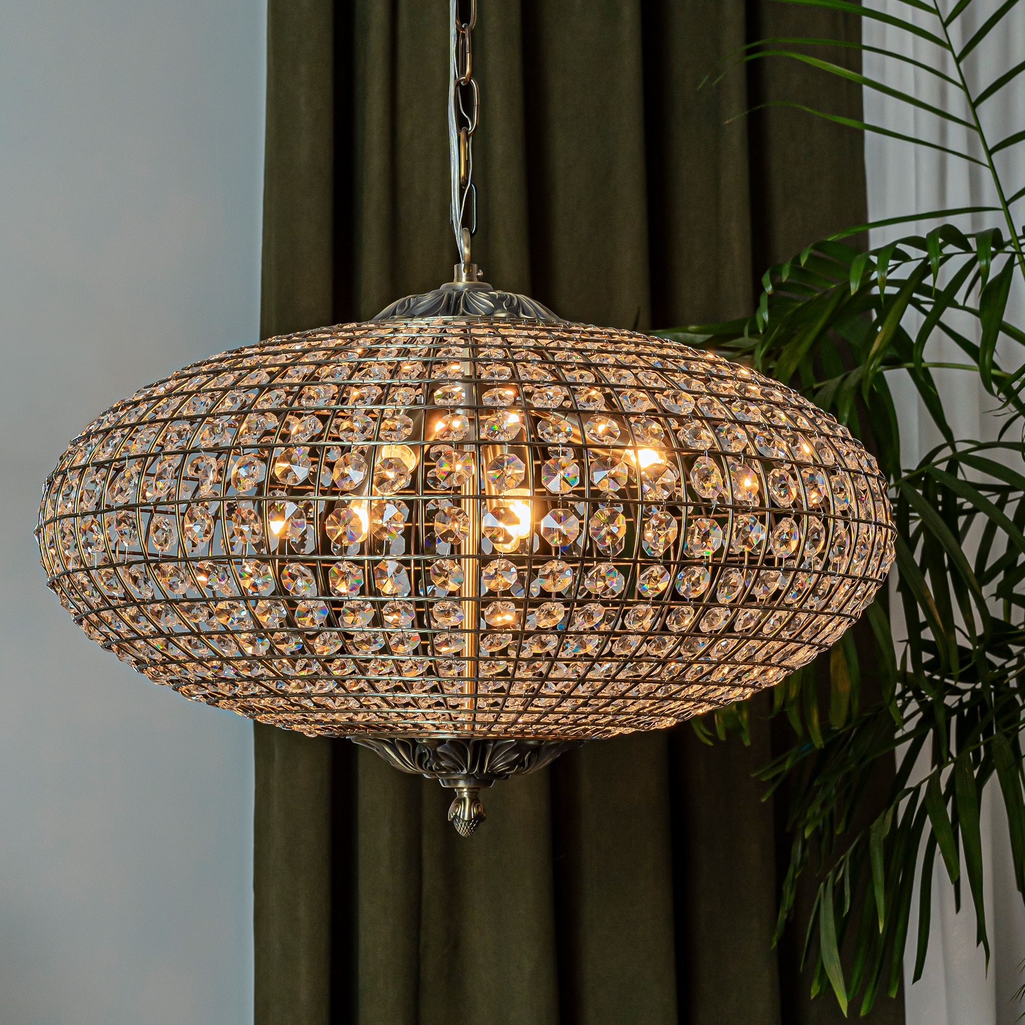 AloaDecor Antique Bronze With Vintage Patina Dimmable Retro French Handcrafted Crystals Chandelier for Dining Room