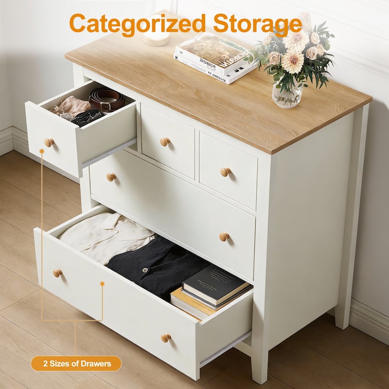 5 Drawer Dressser with Solid Wood Knobs