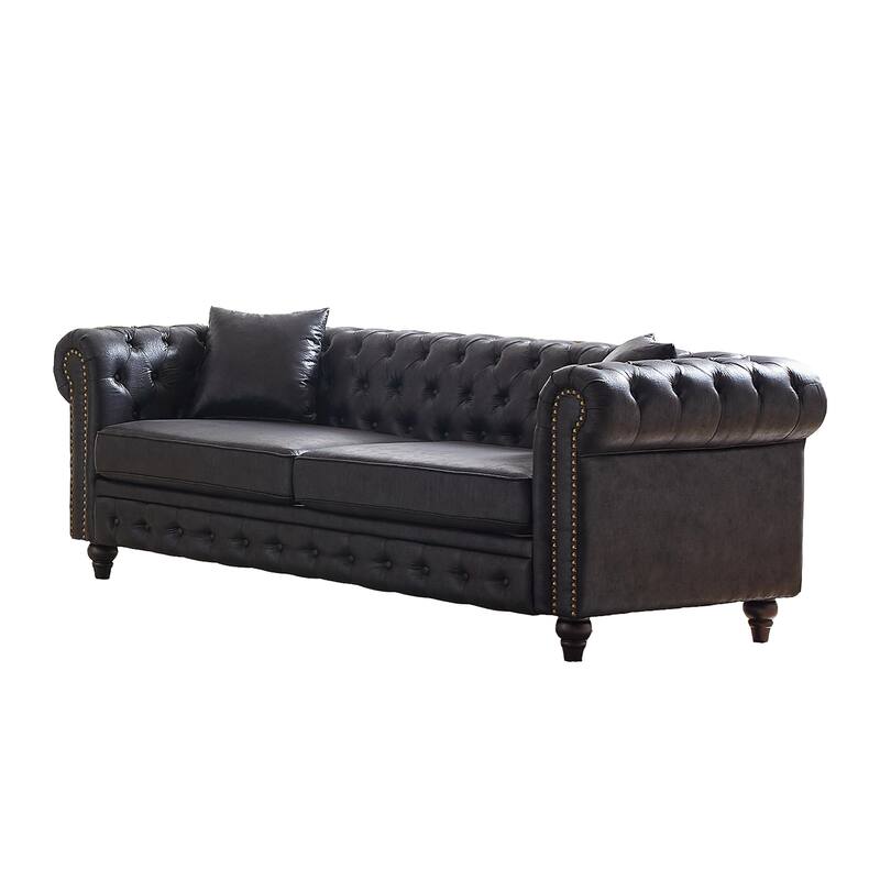 Chesterfield Sofa in Tech Fabric - 85.5" 3-Seater with Rolled Arms