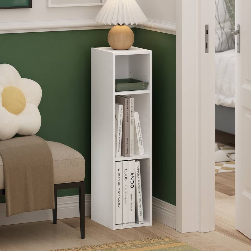 Furinno Fulda 3-Tier Space Saving Storage Shelf Bookcase, 8-Inch Width