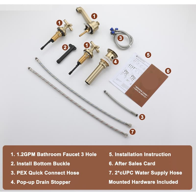 3 Hole Bathroom Sink Faucets with cUPC Flexible Hose
