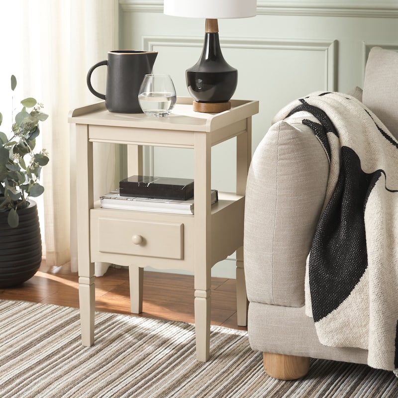 SAFAVIEH Araminta One Drawer Accent Table - 16"W x 16"D x 26"H - Sand
