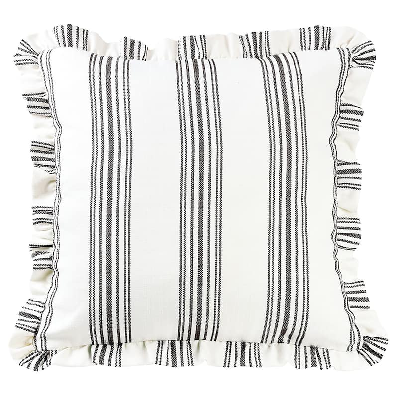 HiEnd Accents Prescott Ruffled Euro Sham, 27"x27" - Black