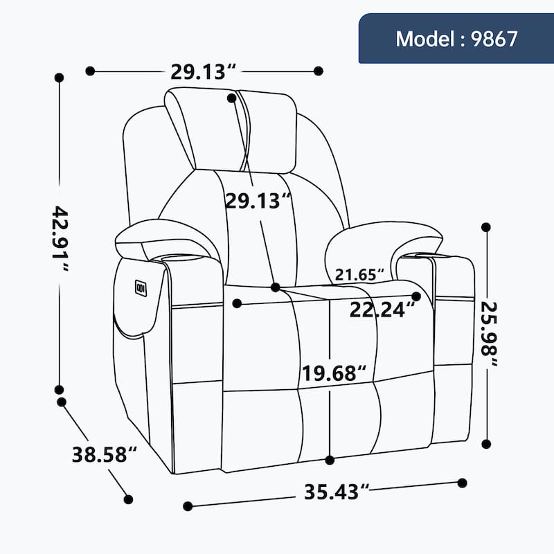 Power Lift Recliner Chair for Elderly Heated Vibration Massage, Lounge Sofa with USB Ports, Cup Holders & Side Pockets
