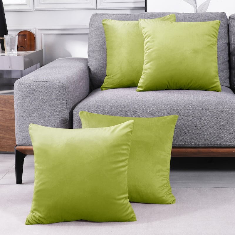 Deconovo Velvet Throw Pillow Covers 4 PCS (Cover Only) - 26x26 Inch - Light Green