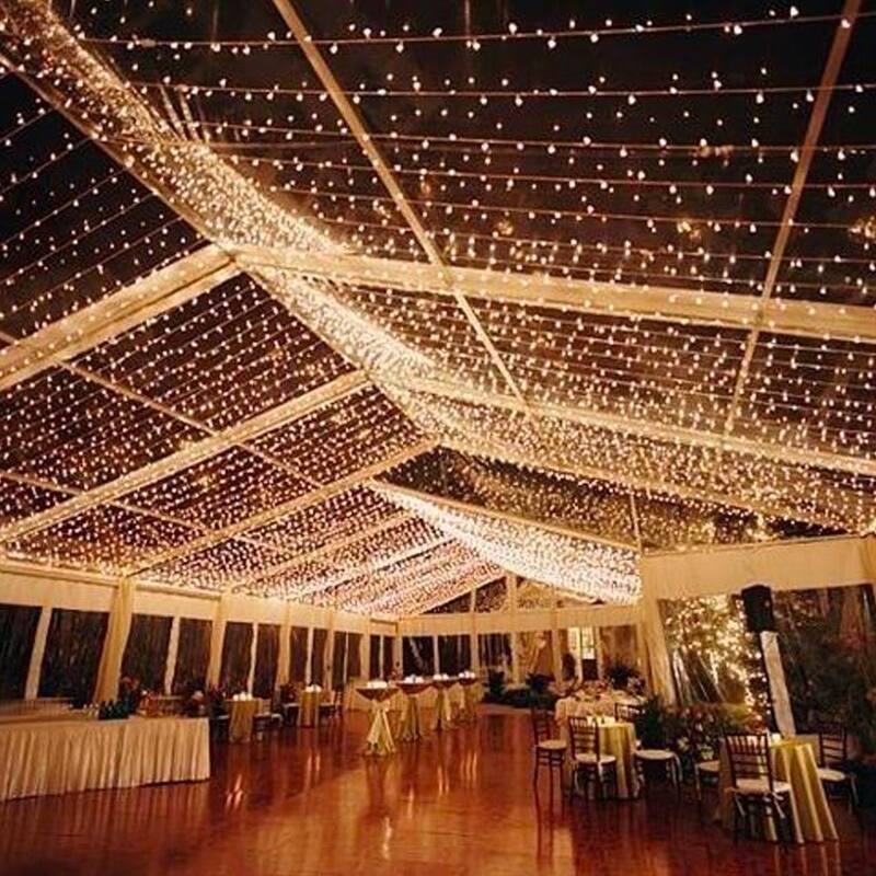 50 Light LED Christmas Mini Light Set, Patio Lights, Warm White, White Wire, 11’