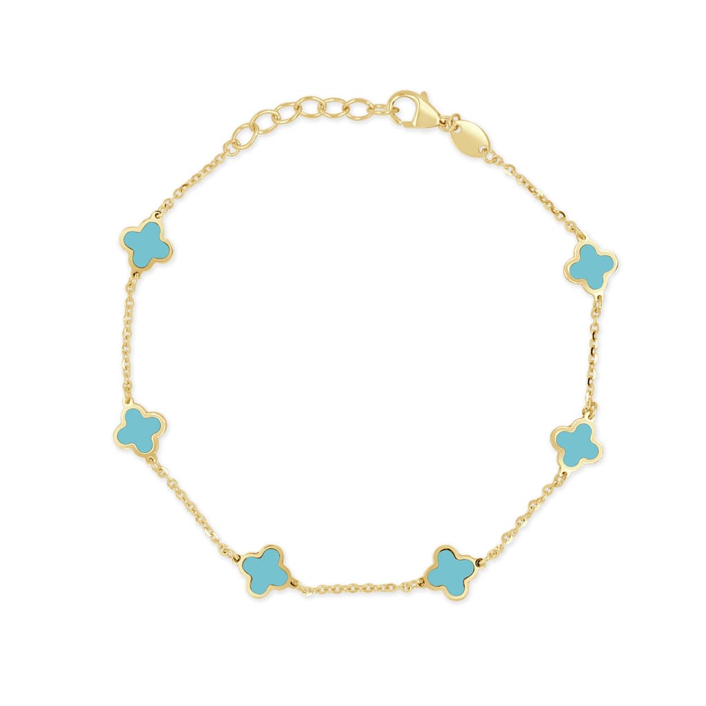 Italian Gold 14K Yellow Gold X-Small Clover Bracelet 5mm