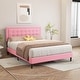 preview thumbnail 28 of 59, alazyhome Upholstered Platform Bed Frame with Button Tufting Headboard