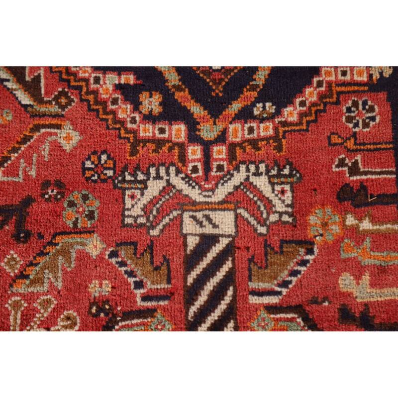 Shiraz Persian Vintage Area Rug Hand-knotted Wool Carpet - 5'2"x 8'3"