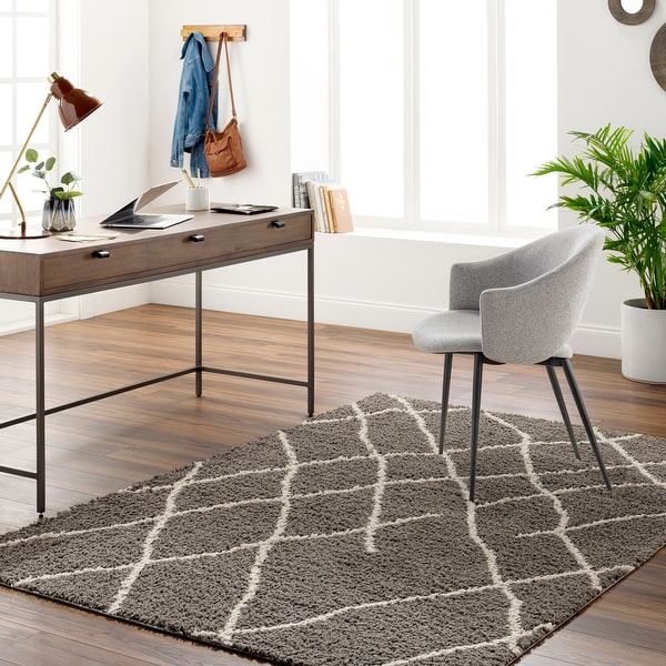 slide 2 of 6, Maryland Shag Modern Solid Area Rug Medium Gray - 7' 10" x 10'