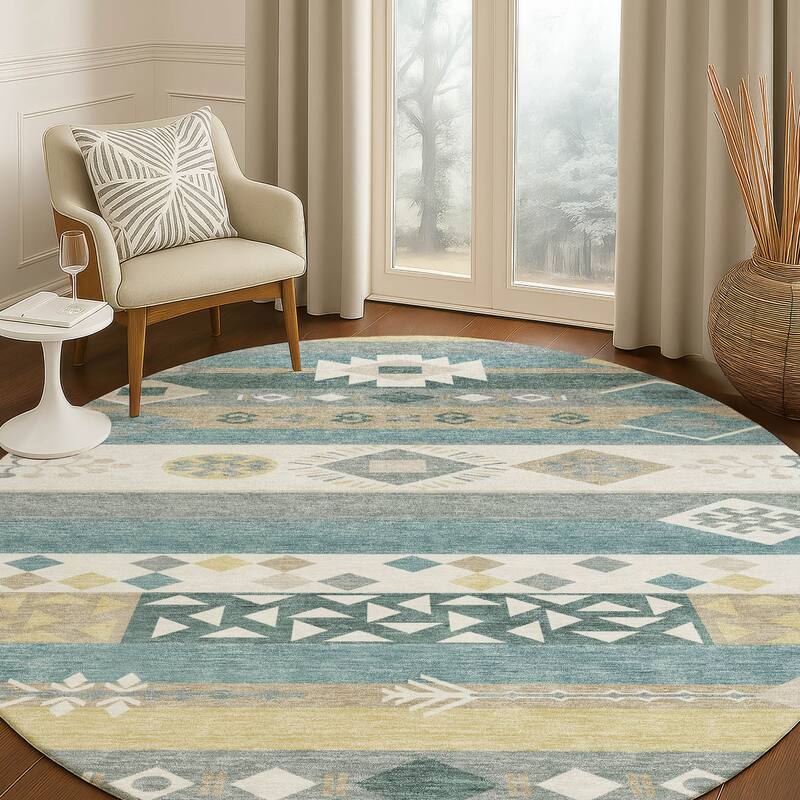 Machine Washable Indoor/ Outdoor Global Tuca Chantille Rug