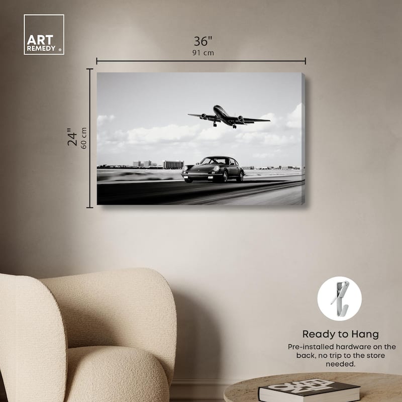 Sports Car Takeoff Canvas by Art Remedy, Gallery Wrapped