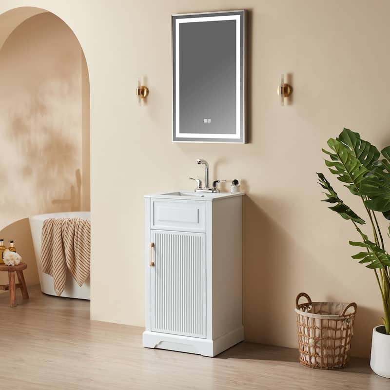 Fully Assembled 18" Freestanding Single Bathroom Vanity with Top