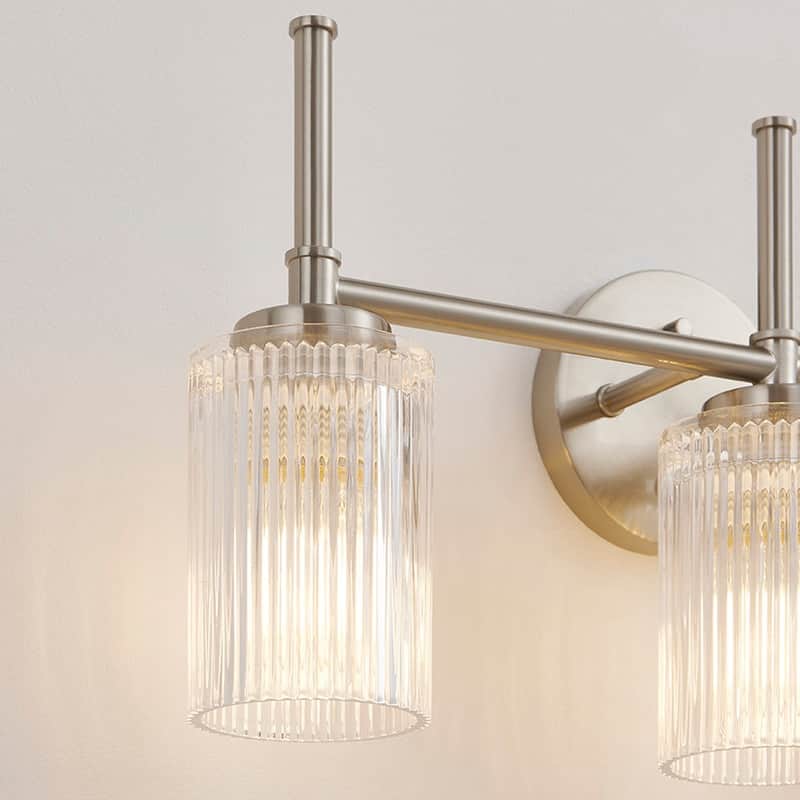 KAWOTI 22"Wide 3-Light Bathroom Vanity Light with Ribbed Glass Shade