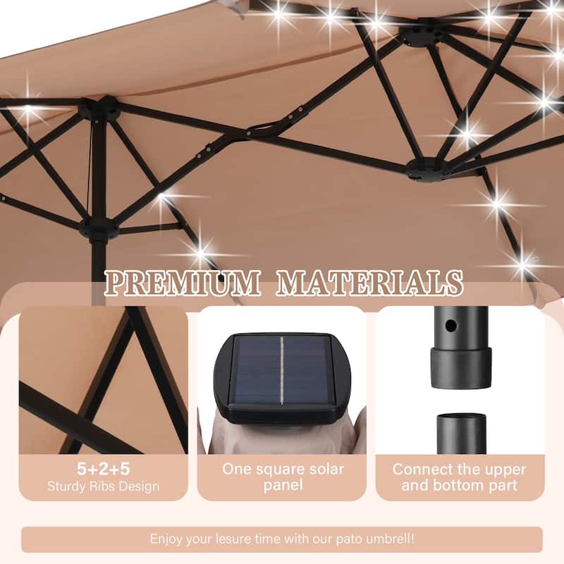 13ft Outdoor Patio Umbrella with LED Lights
