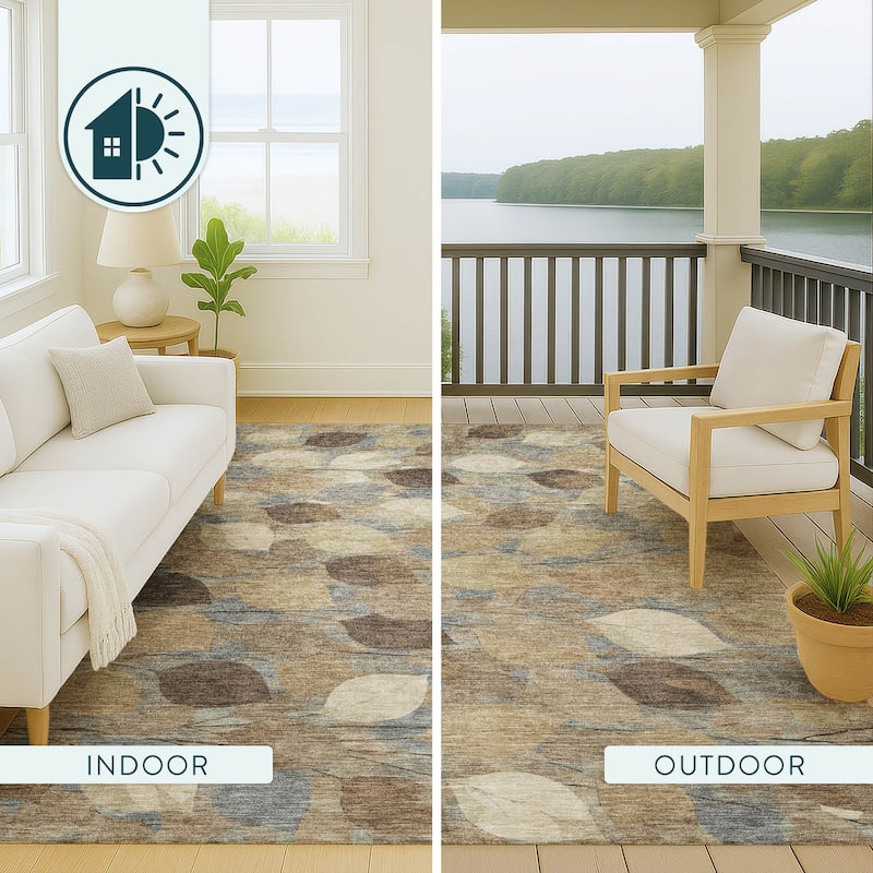 Machine Washable Indoor/ Outdoor Floral Mila Chantille Rug