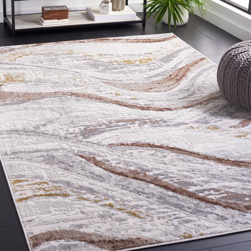 SAFAVIEH Palma Hellen Modern Abstract Rug - 9' x 12' - Beige/Brown