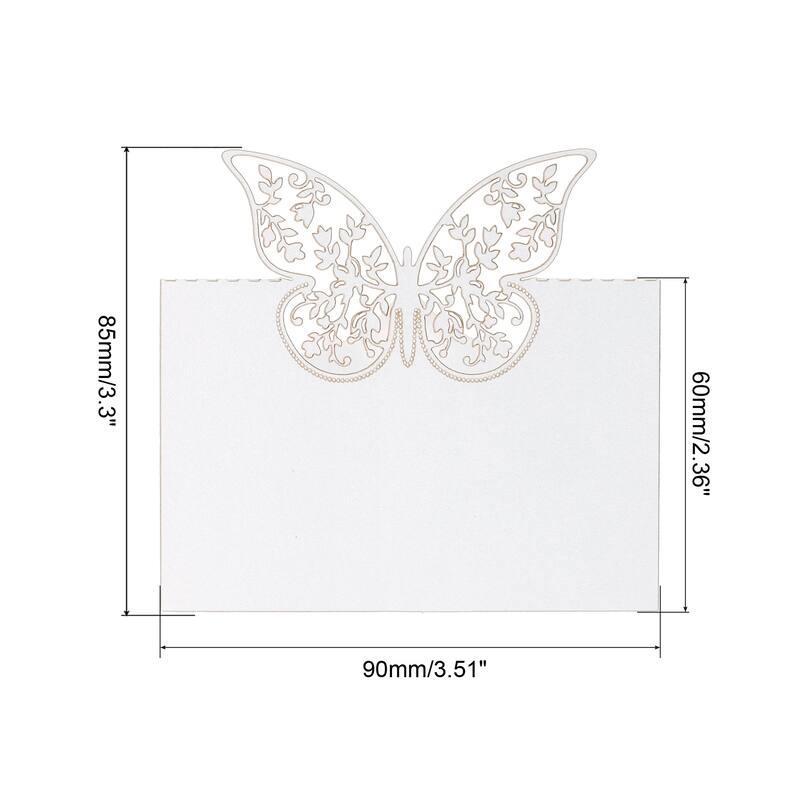 Table Name Place Cards, 25 Pcs Hollow Butterfly Cut Design Blank Card - White
