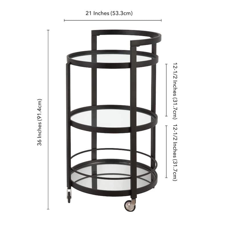 Hause 21" Wide Round Bar Cart - 21" Wide