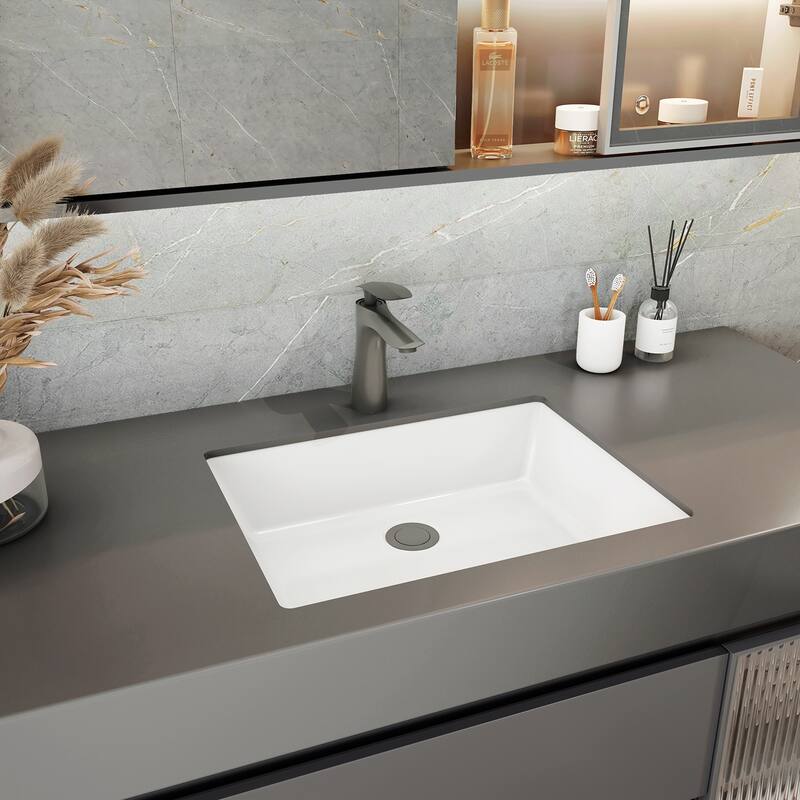 Sinber White Ceramic Bathroom Vanity Undermount Sink