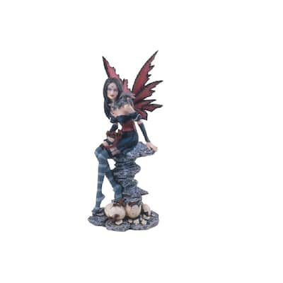Q-Max 10.25"H Red Fairy with Baby Dragons Statue Fantasy Decoration Figurine