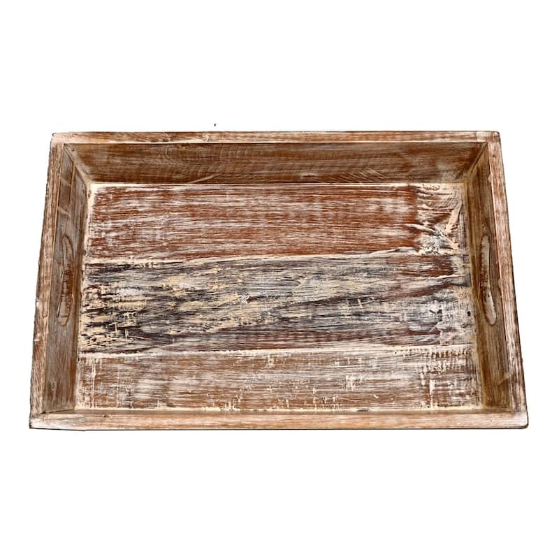Solid wood Reclaimed Rustic 18 inch farmhouse decorative serving tray distressed