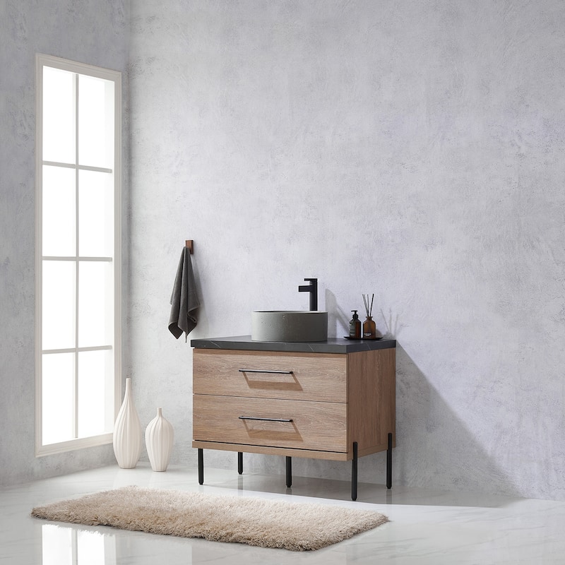Trento Bath Vanity with Sintered Stone Top with Concrete Sink (R)
