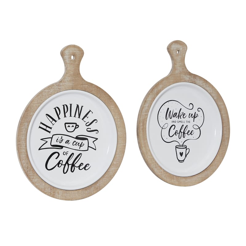 Metal Sign Coffee Wall Decor - Set of 2 White - Roche River Decor