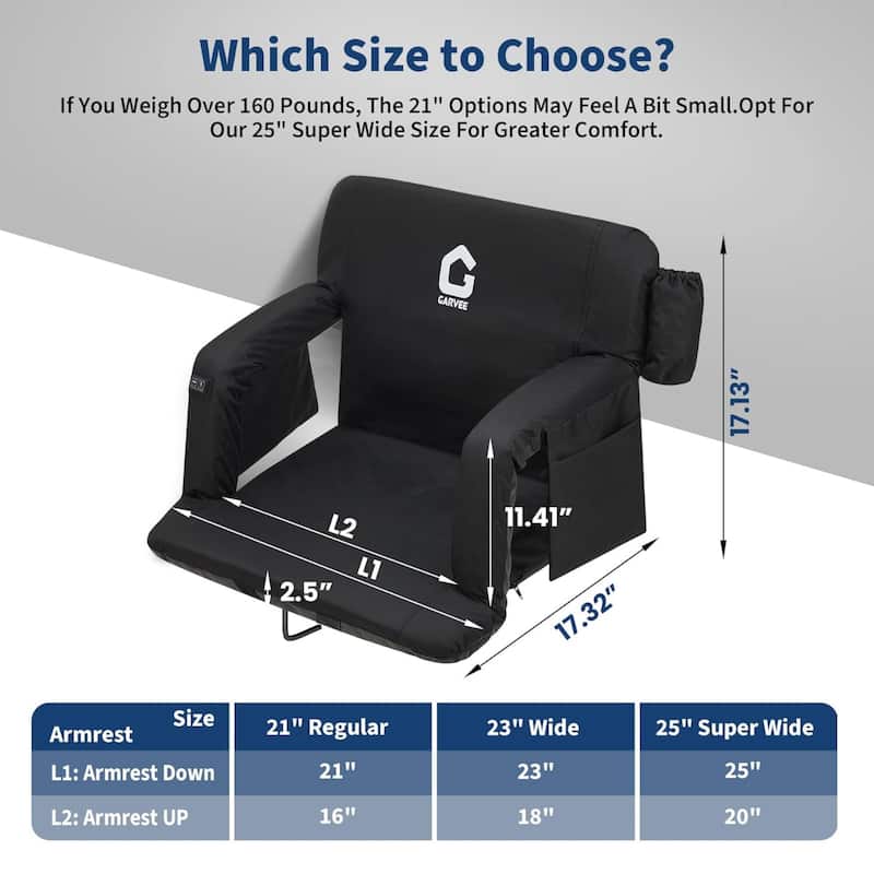 23In Massage Heated Stadium Seats with Back Support and Padded Cushion
