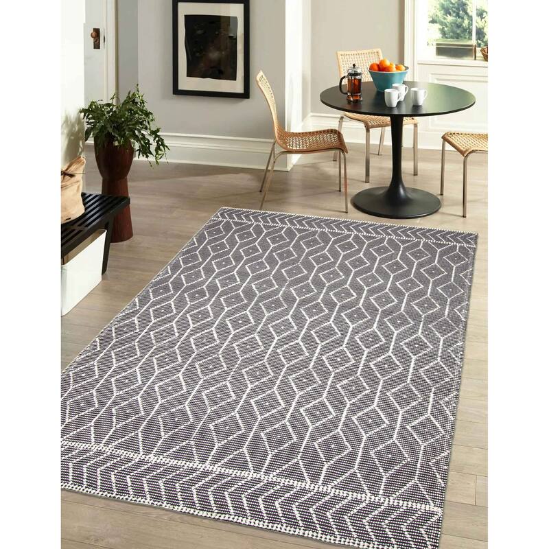 ECARPETGALLERY Braid weave Sienna Grey Wool Rug - 6'0 x 9'0
