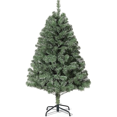 Pre-Lit Artificial Spruce Christmas Tree with White Lights, Unlit Hinged Design