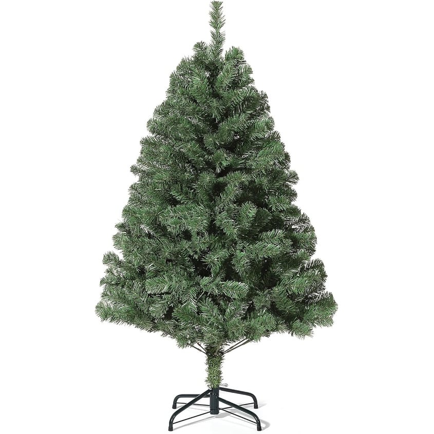 Pre-Lit Artificial Spruce Christmas Tree with White Lights, Unlit Hinged Design