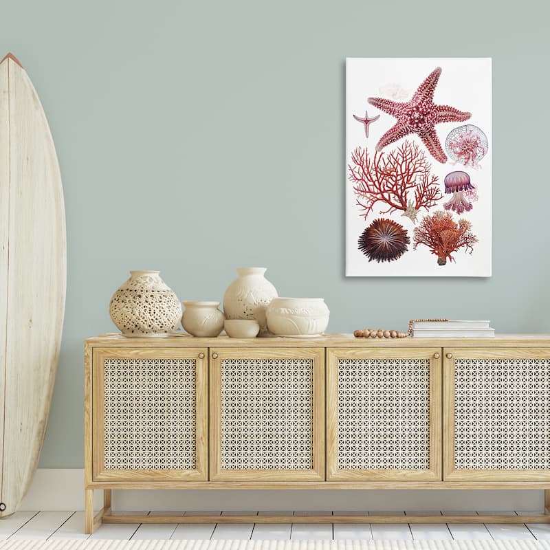 Stupell Rosy Undersea Creatures Canvas Wall Art Design By Ramona Murdock