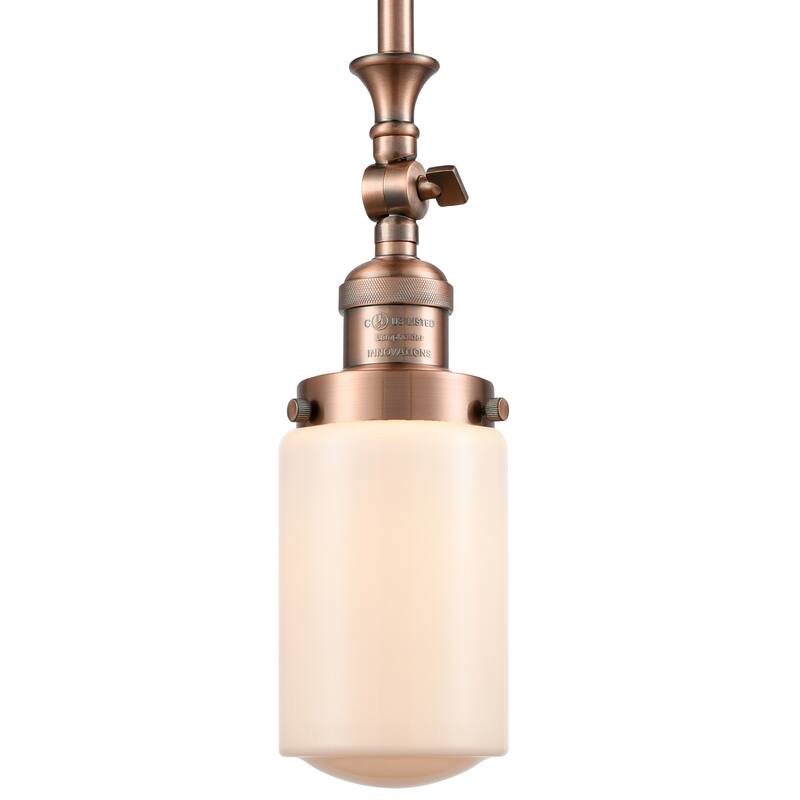 Innovations Lighting Dover 5" Wide Mini Rod Hung Adjustable Pendant - Antique Copper / Matte White Cased