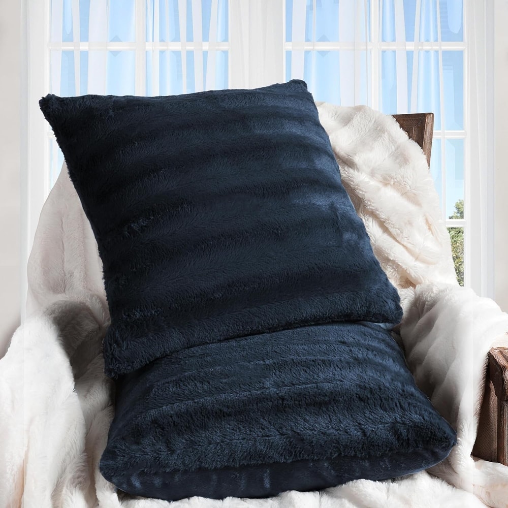 Light blue faux fur pillow hot sale