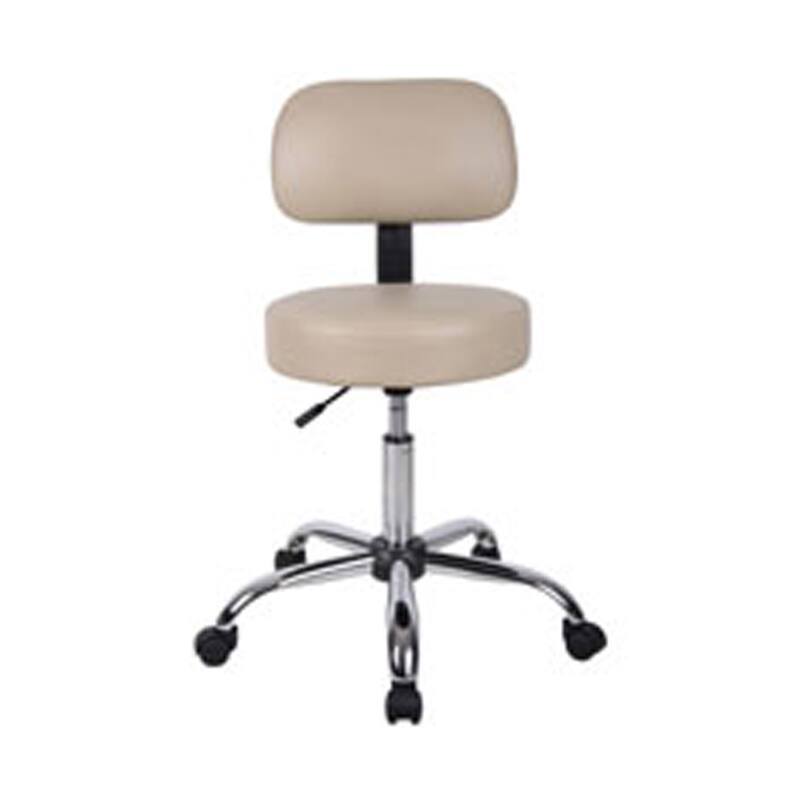 Fea Rolling Medical Swivel Stool, Round Beige Padded Seat, Low Back