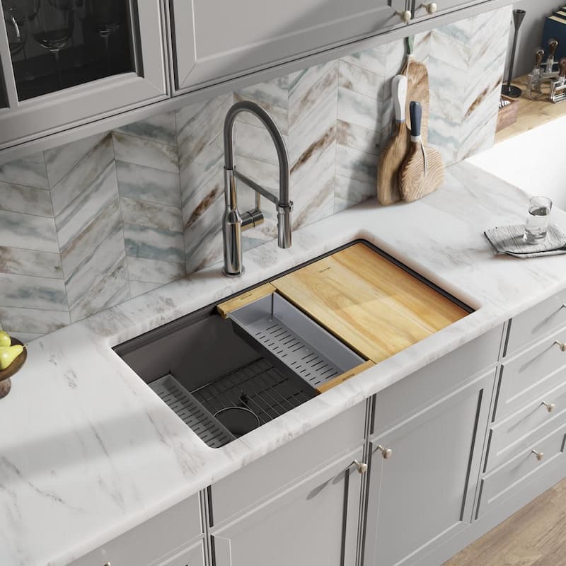 Elkay ELXRU13322W Quartz Luxe 33" Undermount Single Basin Quartz