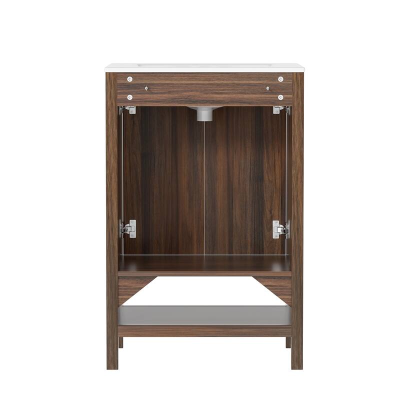 Anmytek 24'' Single Bathroom Vanity Cabinet with Ceramic Sink Combo Bathroom Storage Cabinet With Soft Close Doors
