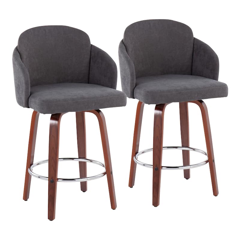 Dahlia Counter Stool with Walnut Wood (Set of 2)