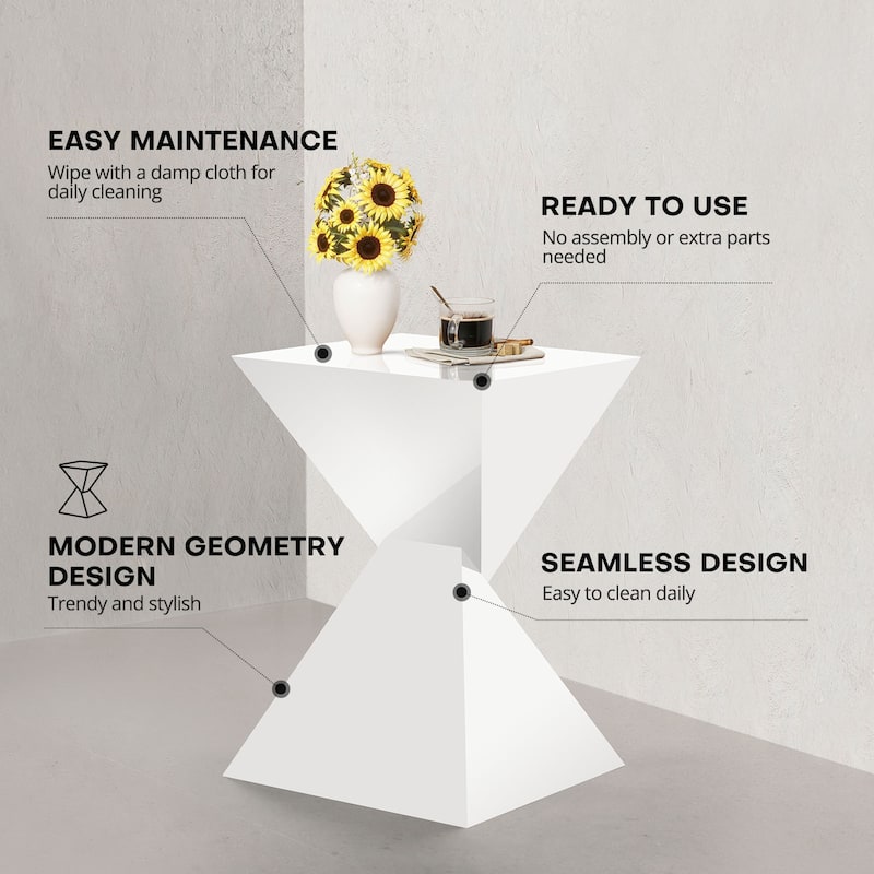 Modern Acrylic Accent End Table, Outdoor Side Tables - 18.11"H x 12.6"W x 12.6"L