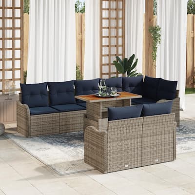 vidaXL 9 Piece Garden Sofa Set with Cushions - 113.2×48.2×27.2
